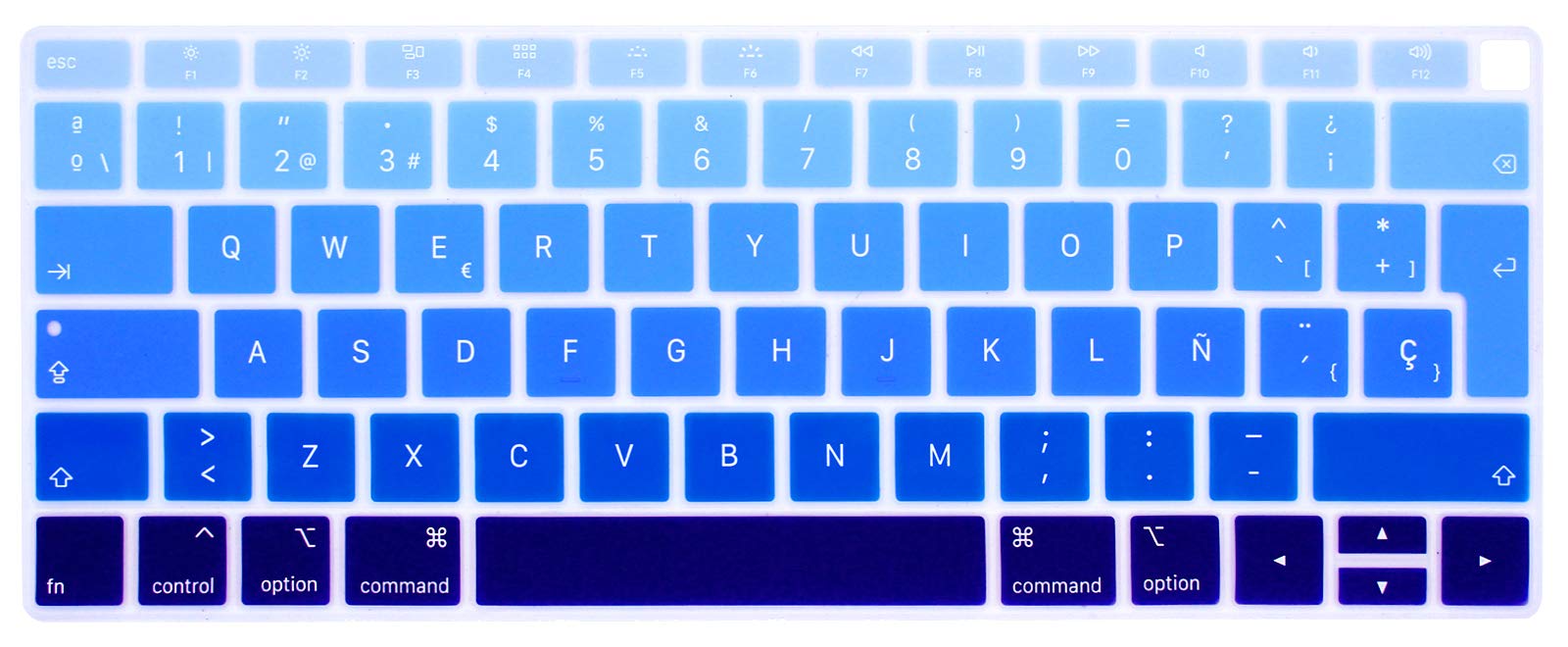 MMDW Spanish ESP Keyboard Cover Compatible with MacBook Air 2018 Release 13.3 inch A1932 with Retina Display and Touch ID Silicone Soft Protector European UK Version-Ombre Blue