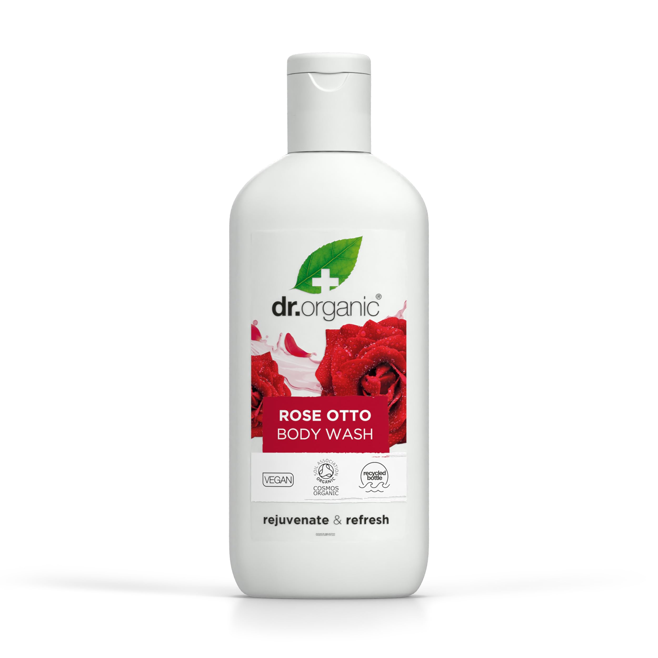 Dr Organic Rose Otto Body Wash, Shower Gel, Mens, Womens, Natural, Vegan, Cruelty-Free, Paraben & SLS-Free, Recyclable & Recycled Ocean Bound Plastic, Certified Organic, 250ml, Packaging may vary