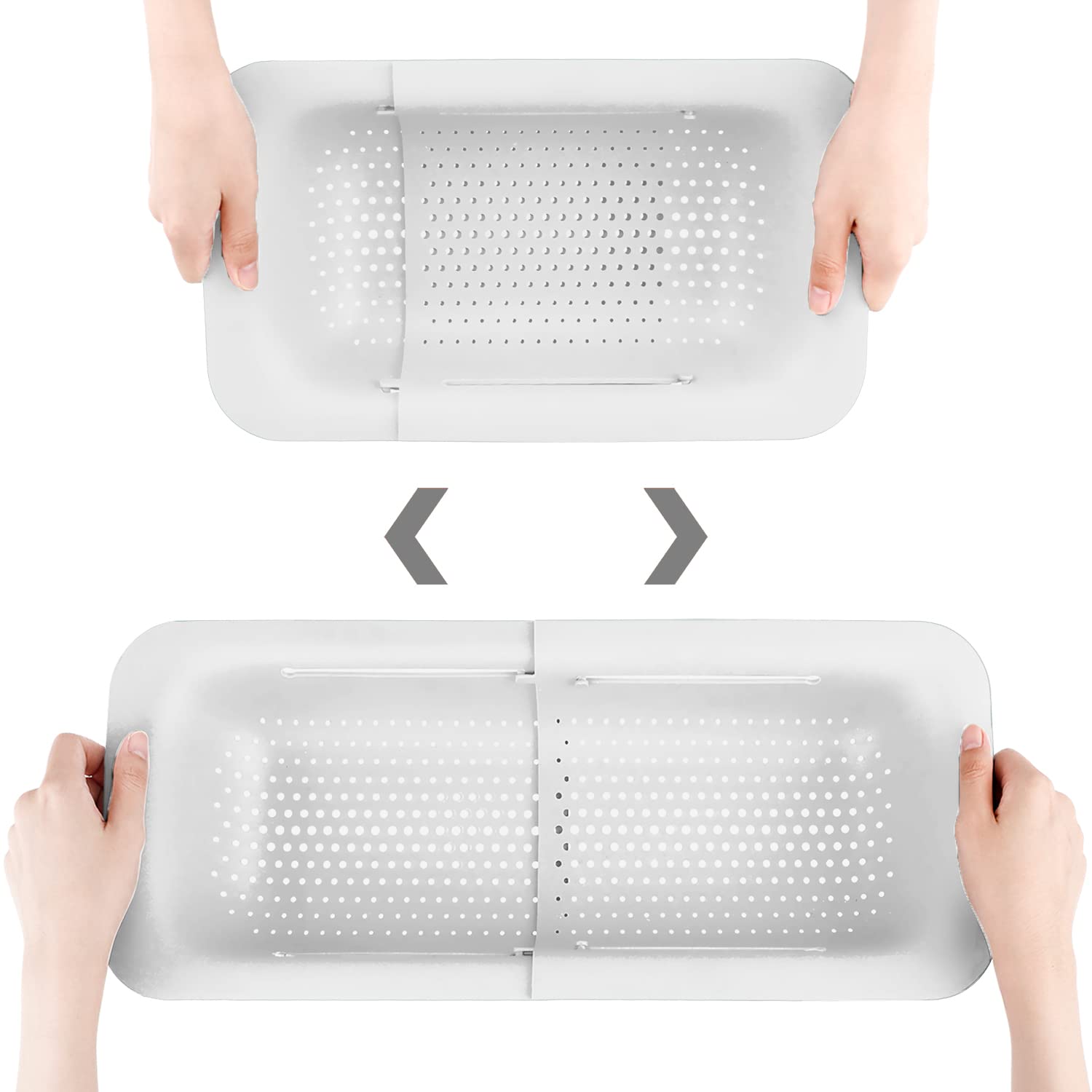 Photo 1 of Collapsible Colander Kitchen Extendable Strainer Fruits Vegetables Noodle Pasta Food Drain Basket Space-Saver Portable Drainer Over Sink(1, 2#White)