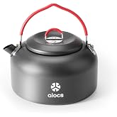 ALOCS 1.4L Hard-Anodized Camping Kettle, Teapot &amp; Coffee Pot | Compact Hard-Anodized Aluminum Tea Kettle, Stove Top Compatibility, Fast Heating for Outdoor, Hiking, Camping &amp; Emergency