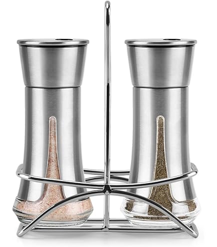 Amazon.com: Salt and Pepper Shaker Set with Rack: Home & Kitchen
