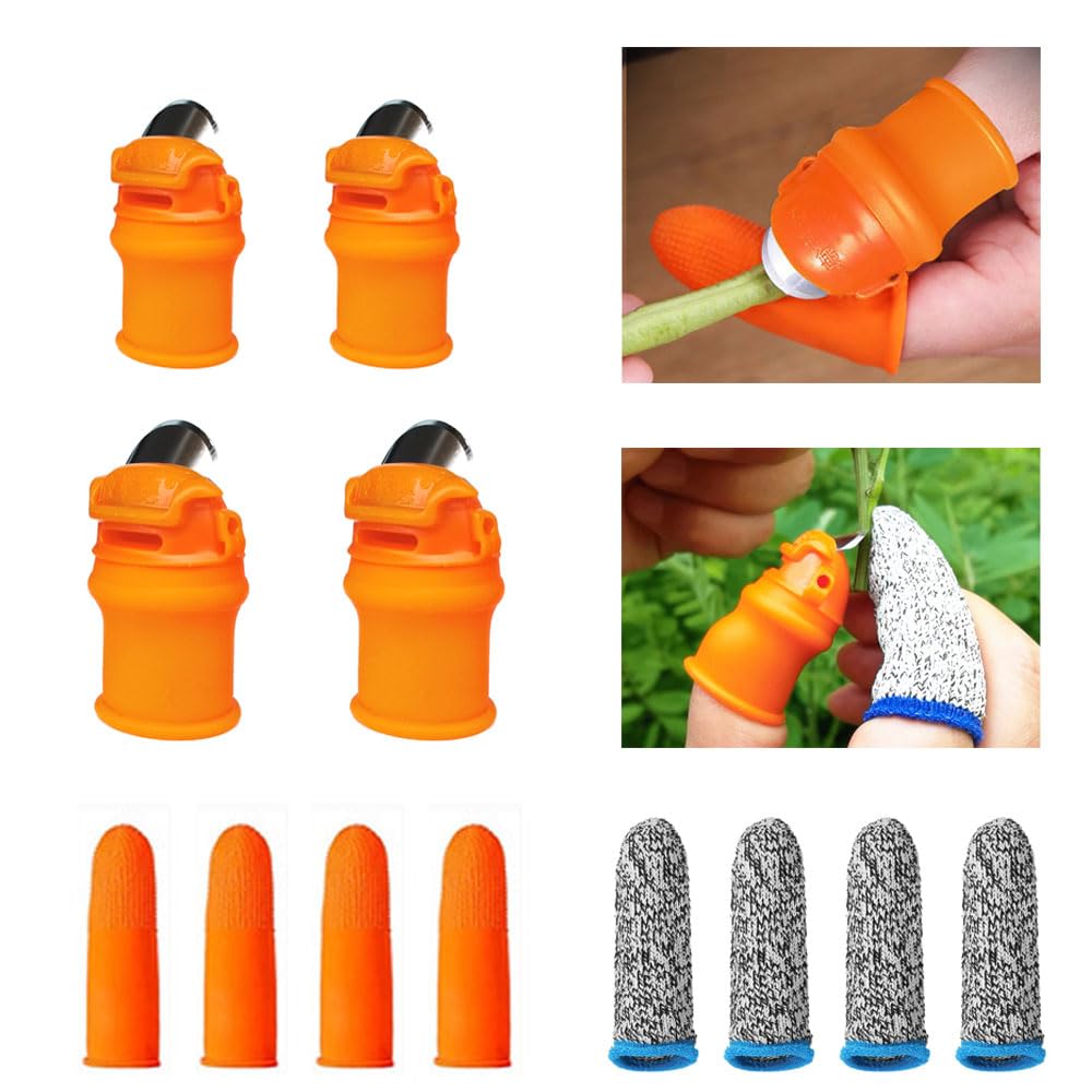 Photo 1 of 12 Pcs Gardening Silicone Thumb Knife Tool Set for Harvesting, Plant Fruit Picking, Trimming, Thumb Cutter for Finger Protection 45° Blade