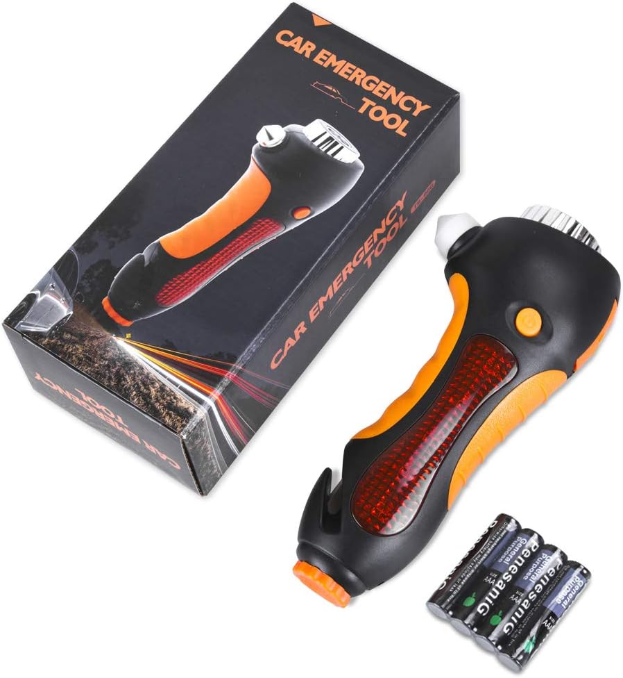 Siivton Car Safety Hammer, 6 in 1 Auto Emergency Escape Tool with Window Breaker, Seatbelt Cutter, LED Flashlight, Whistle & Alarm Lamp Life Saving Rescue Kit for Cars, All Vehicles: Automotive