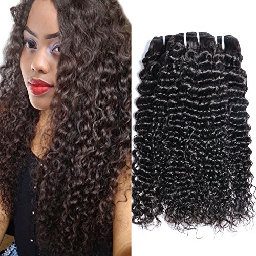 Iwish Hair Malaysian Deep Curly Virgin Hair Bundle Deals Deep Wave Human Hair 3 Bundles of Malaysian Curly Hair Weave No Shedding Natural Black Color (10 12 14)