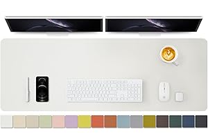 HOMIEAZICOZI Large Desk Mat - 47.2"x 17" Non-Slip PU Desk Pad for Office and Home - Ideal for Large Mouse Pad and Desk Mats on Top of Desks(White)
