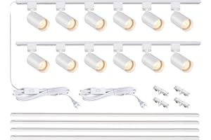 Hiiglxii Plug in Track Lighting with Power Cord, 12-Light GU10 Track Lighting Kit with Track Rail, Modern Kitchen LED Track L