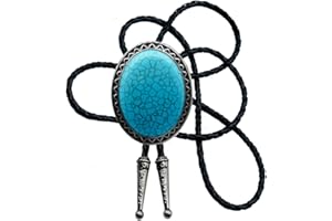 MORANSE Bolo Tie with Natural Stone Turquoise Stone Style Genuine and Cowhide Rope More Colors