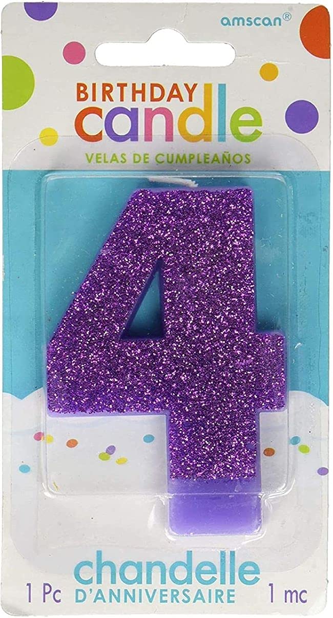 Photo 1 of #4 Glitter Birthday Candle | Purple | Party Supply