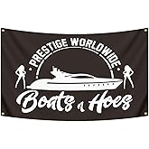 Prestige Worldwide Boats and Hoes Funny Man Cave Wall Flag with 4 Brass Grommets 3x5 Feet for College Dorm Room Outdoor Bedroom Parties Filming Events Festivals (hoes)