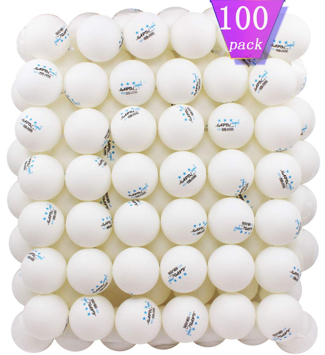 MAPOL 100 Pack White 3star Table Tennis Balls Advanced Training Ping