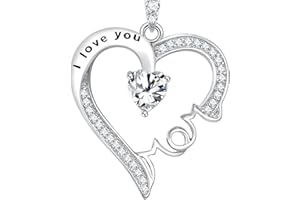 ELDA & CO. Mothers Day Jewelry Birthday Gifts for Mom I Love You Mom Necklace Wife May June Birthstones Emerald Ruby Pearl and More Stones Jewelry for Women 925 Sterling Silver Heart Pendant Necklace