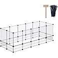 DINMO Rabbit Playpen, Guinea Pig Cages, Hamster Cages, Iron Net Bottom Design for Small Animal, Bunny, Ferret, Hedgehog, DIY, Expanded, Portable, Exercise Fence, 61.4 x 25.4 x 22.3 Inches