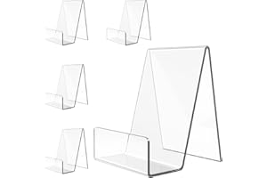 Suneerplay 5 Pack Acrylic Book Stand, Book Holder for Display, Clear Easel Stand for Display, Display Holder for Postcard, CD, Frame, Picture, Magazine, Plate, Phone, Sticker