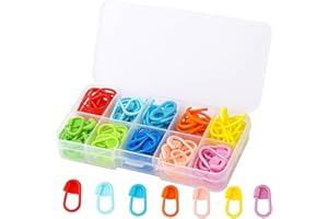 150 Pcs 10 Colors Crochet Stitch Markers with Clear Storage Box for Easy Knitting Crocheting Crafts Locking Set Plastic Needl