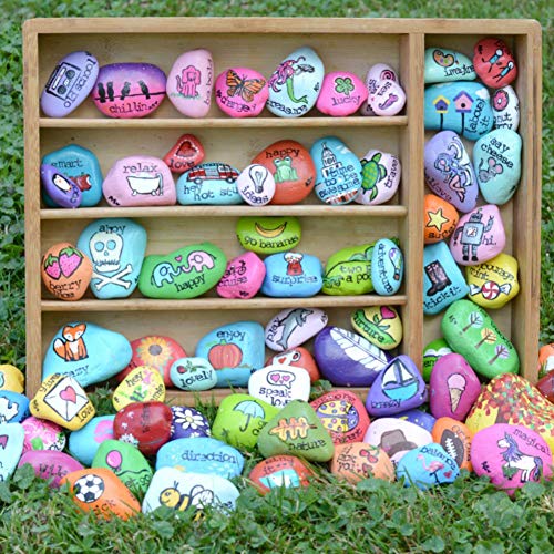BigOtters Painting Rocks, 20 Rocks for Painting Kindness Rocks Range from About 2 to 3 inches, About 3.7 pounds of Rocks(Dark Gray)