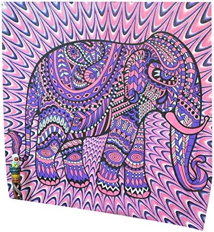Jescrich Psychedelic Wall Hanging Elephant Tapestry Large Size Bohemian Tapestries (L, PinkPurple)