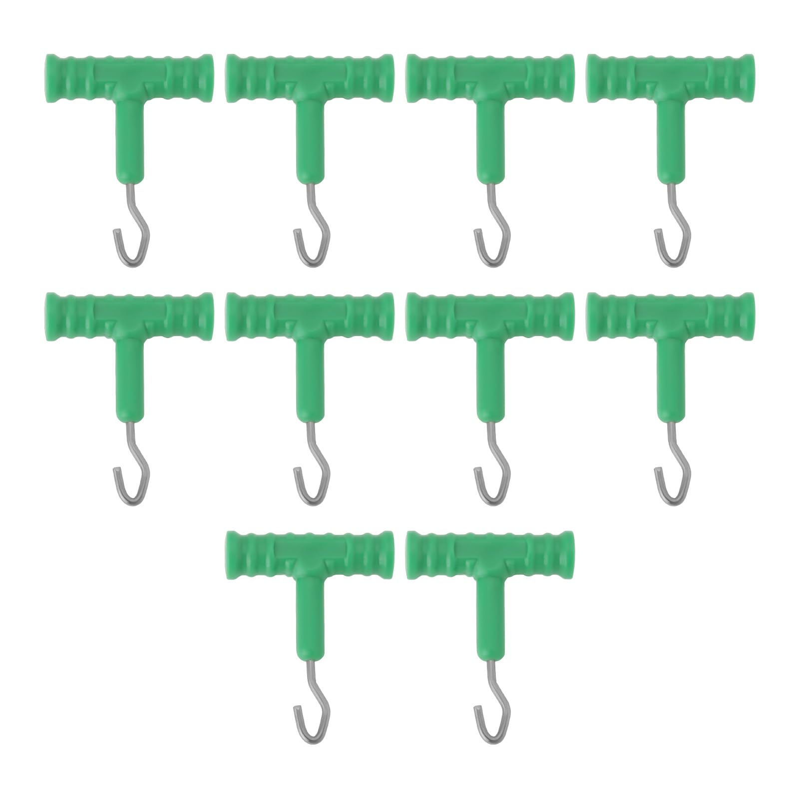 eMagTech 10Pcs Rig Puller Knot Tools Bait Knot Puller with T-Handle for Outdoor Fishing Barbel Catfish Carp Freshwater Fishing 52x42mm Green