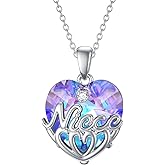SLIACETE Heart Crystal Necklace 925 Sterling Silver Aunt and Niece Jewelry Birthday Gifts for Women Girls Auntie Niece