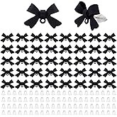 CRAFTYMELODY 42Pcs Bow Stud Earrings 925 Sterling Silver Alloy Earring Post with Loop 84Pcs Backs Black Bowknot Stud Ear Findings for Women DIY Dangle Crafting Jewelry Making Accessories