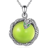 POPLYKE Snake Necklace Sterling Silver Snake Peridot Pendant Jewelry Gifts for Women
