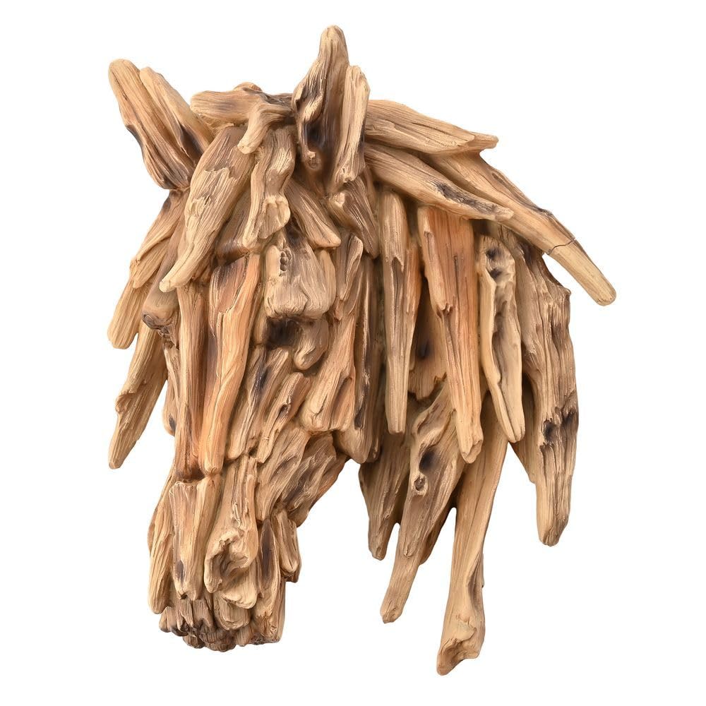 Widdop and Co. - Naturecraft - Driftwood Collection - Wood Effect Self Standing Horse Head Wall Art/Figurine/Decorative Ornament - Homeware For Animal Lovers & Wildlife Enthusiasts.