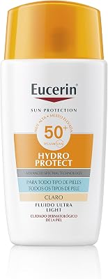 Sun Face Hydro Protect Ultra-Light Fluid FPS50+ con tono claro (50 ml), crema facial solar con filtros UVA/UVB, protección solar 50+ en fluido extraligero, crema de sol color