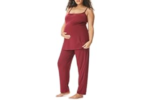 Motherhood Maternity Women's Swing Cami & Foldover Pant, Lounge Set, Breastfeeding Sleepwear