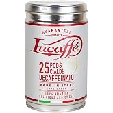 15 Lucaffe' Decaf Espresso Pods | Aroma-Saving Fresh Steel Tin, NO Foil, Pack of 1