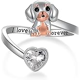 Peireara Dachshund Ring 925 Sterling Silver Dachshund Open Rings Cute Animal Dachshund Jewelry Wiener Dog Ring Dachshund Gifts for Women