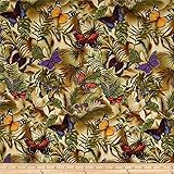 Timeless Treasures Rain Butterfly Fabric by the Yard, Neutral