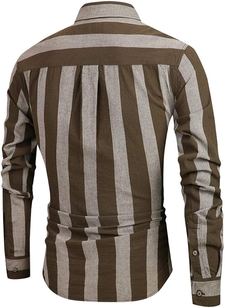 Camisas Hombres, Camisa de A Rayas, Camisa Deporte para Hombre Camisa de Manga Larga con Botones de Manga Larga para Hombres Camisa de Blusa Superior Informal Camisas: Amazon.es: Ropa y accesorios
