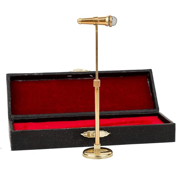 Miniature Trombone Replica With Stand & Case - Brass Gold-Plated, 5.91x1.30 Inches, Collectible Display Ornament