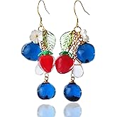 WLWDBY Handmade Berry Earrings | Fruit Country Style Earrings | 925 Silver Hypoallergenic Earrings | Lightweight Resin Jewelry | Sweet Female Gift | Birthday Gift