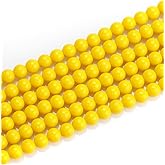 8mm Glass Beads 46PCS Glass Beads for Jewelry Making Charm Round Loose Bead for Bracelet Making Kit (Dark Yellow Glass)