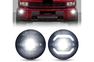 NJSBYL LED Circular Fog Light DRL for 2015-2019 Chevy Silverado 2500 HD 3500 HD, 2015-2019 GMC Sierra 2500 HD 3500 HD, 2015-2