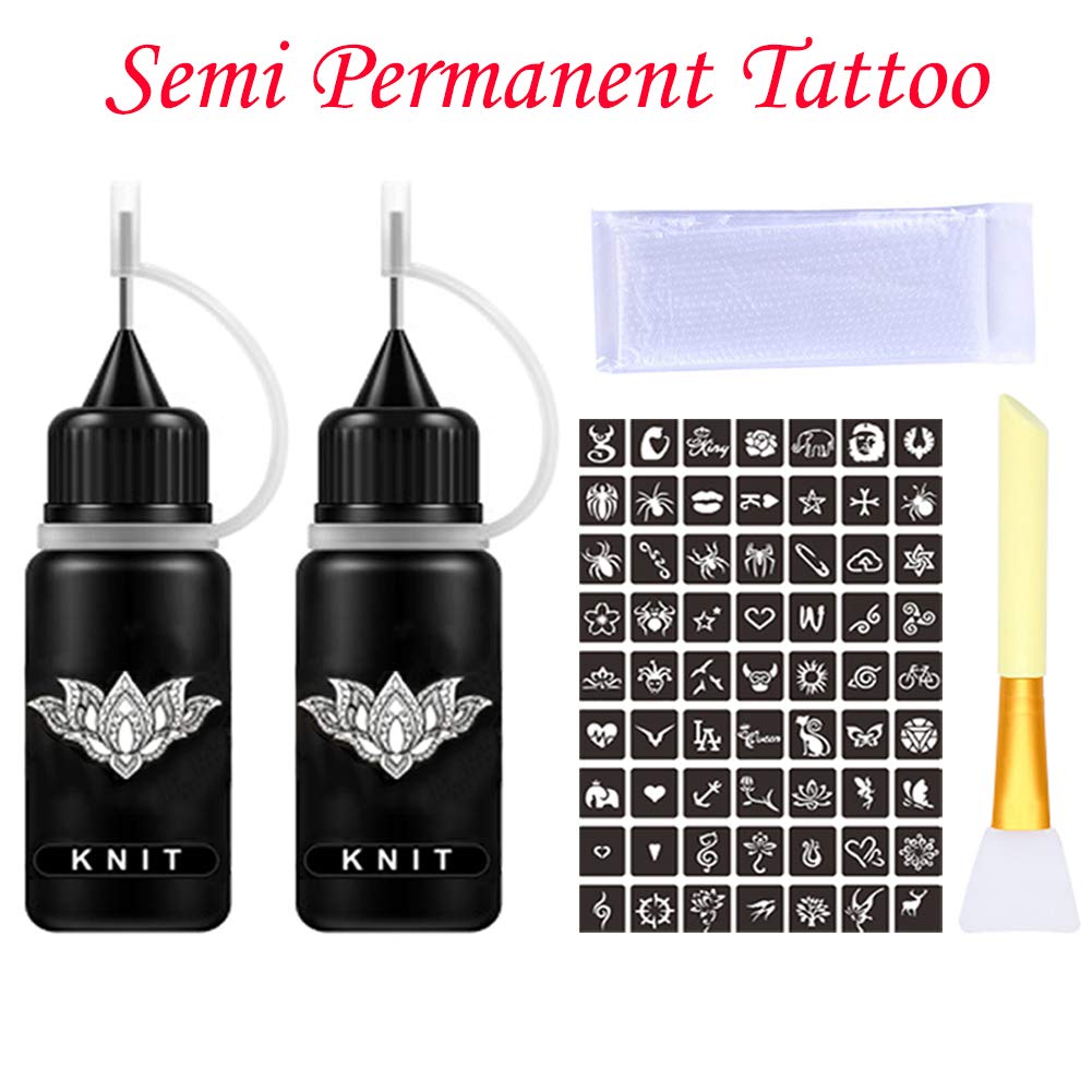 Knit Jagua Henna Tattoo Kit Black Dark Blue Semi Permanent Tattoo Ink 1oz Freehand Temporary Tattoo Ink Kit Organic Jagua Fruit Based Ink Gel Natural Long Lasting For Women Men On Galleon Philippines