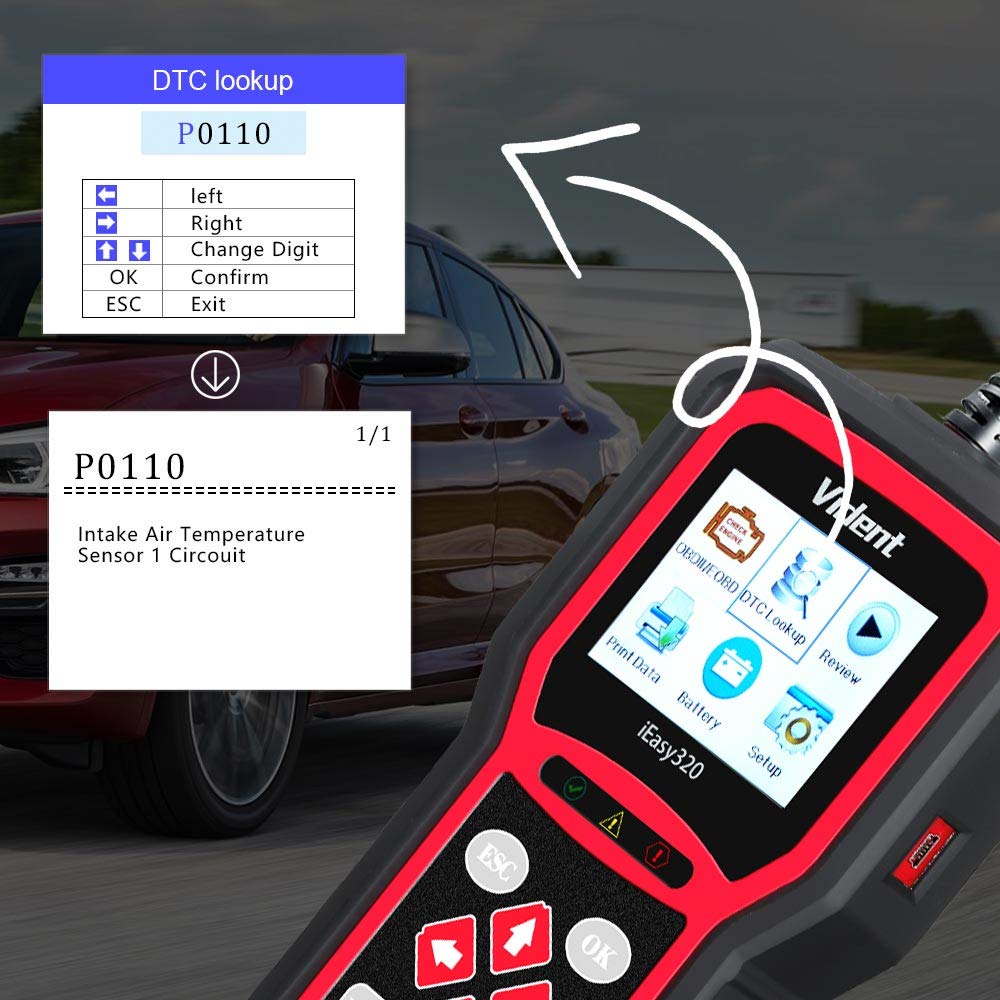 VIDENT iEasy320 Universal Obdii/Eobd+Can Code Reader Obd2 Diagnostic Scan Tool for Car Engine Fault Code Reader/O2 Sensor Systems Diagnostic/On-Board Monitor/Component Test Multi-Language