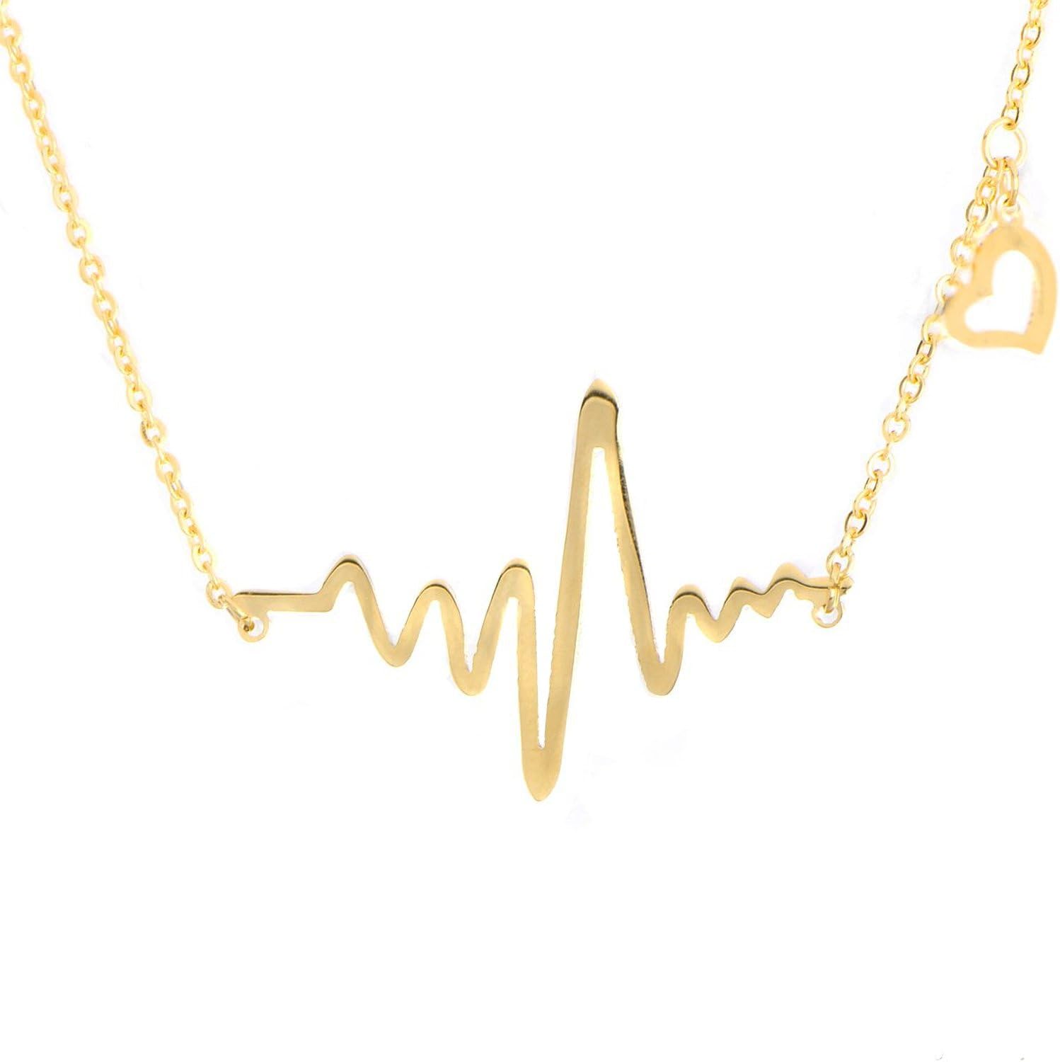 Heartbeat Necklace EKG Pendant Pulse Lifeline Style Heart Charm for Women
