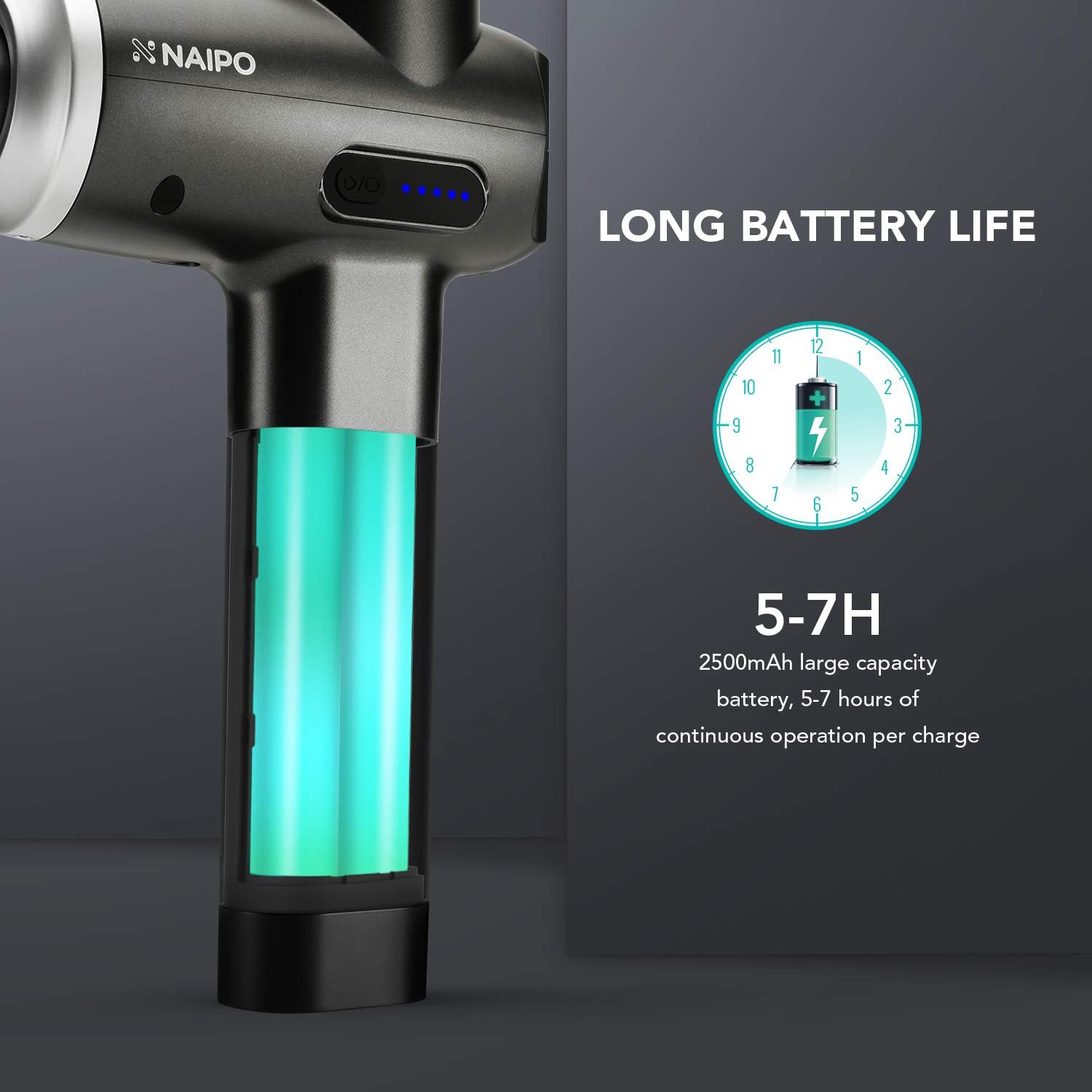 Naipo Massage Gun Deep Tissue Percussion Muscle Massager Handheld Electric Massager for Pain Relief Athlete Deep Muscle Relaxation Quiet Brushless Motor Cordless 2lbs Portable with Carrying Case: Health & Personal Care