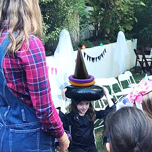 Halloween Ring Toss Game 4 Pcs Inflatable Witch Hat Ring Toss Game with 16 pcs Rings Perfect for Halloween Party Favors Halloween Party Game