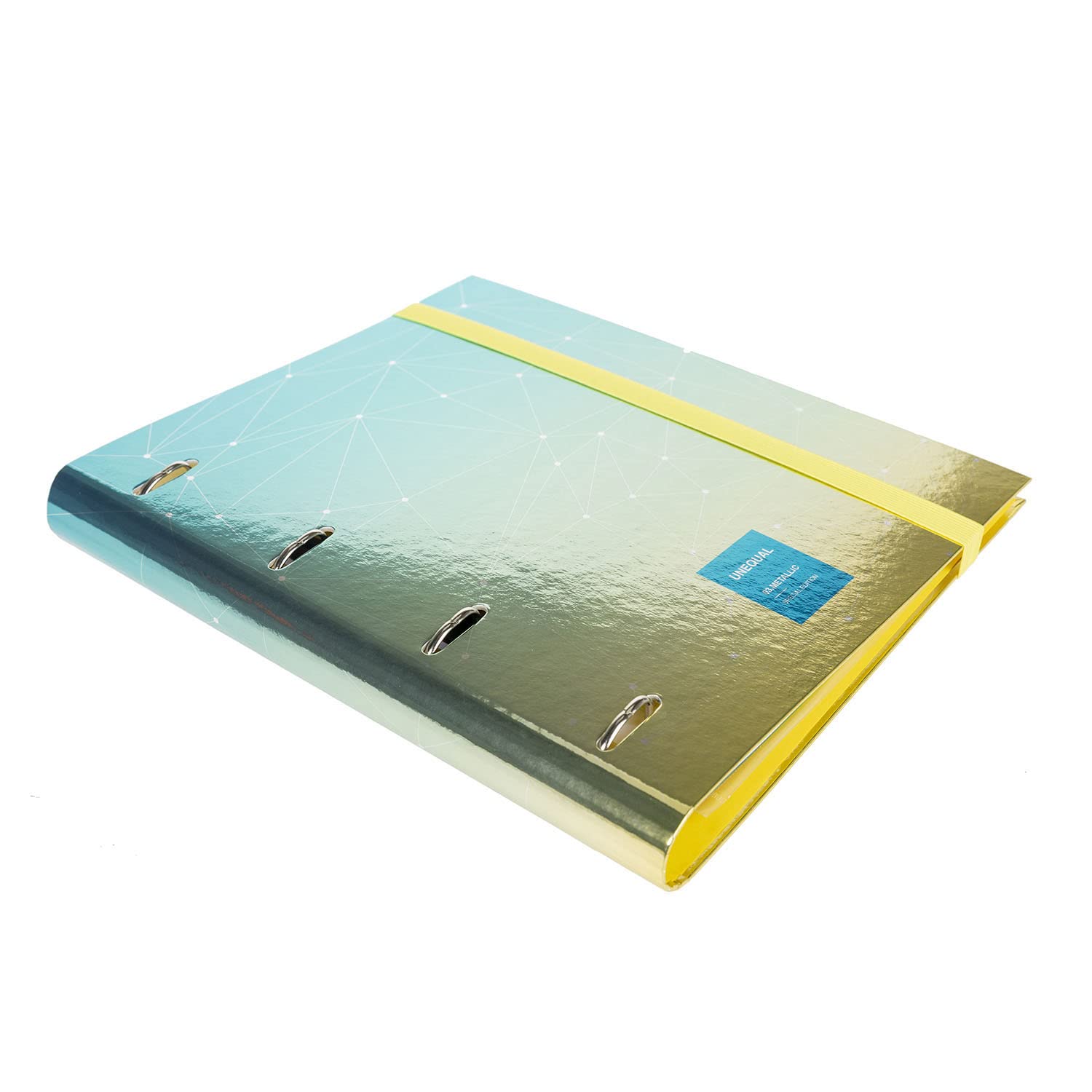Grafoplás 4 Ring Binder Square 5x5 90g A4 Metallic Water Green Metal Finish with Dividers and Clear Envelope Carpebook
