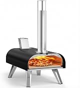 BIG HORN Outdoors 12” Pizza Oven Wood Pellets Portable Stainless Steel Black