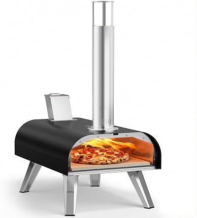 BIG HORN Outdoors 12” Pizza Oven Wood Pellets Portable Stainless Steel Black