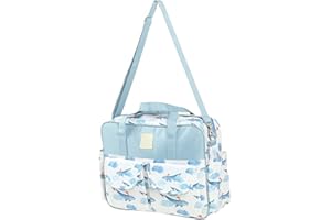 Baby Diaper Shoulder Bag Adjustable Strap Messenger Portable Waterproof Large Capacity for Travel (Blue Whale), #211, Blåval