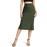 Urban CoCo Women's Stretch Office Fishtail Pencil Skirt High Waist Bodycon Midi Skirt with Slit