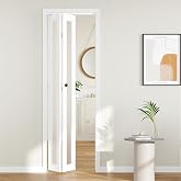 24" x 80" Bifold Doors, Frosted Glass Interior Folding Doors with Hardware | Preassembled Interior Closet &amp; Pantry Door, Water-Proof PVC Surface, Easy Assembly, White