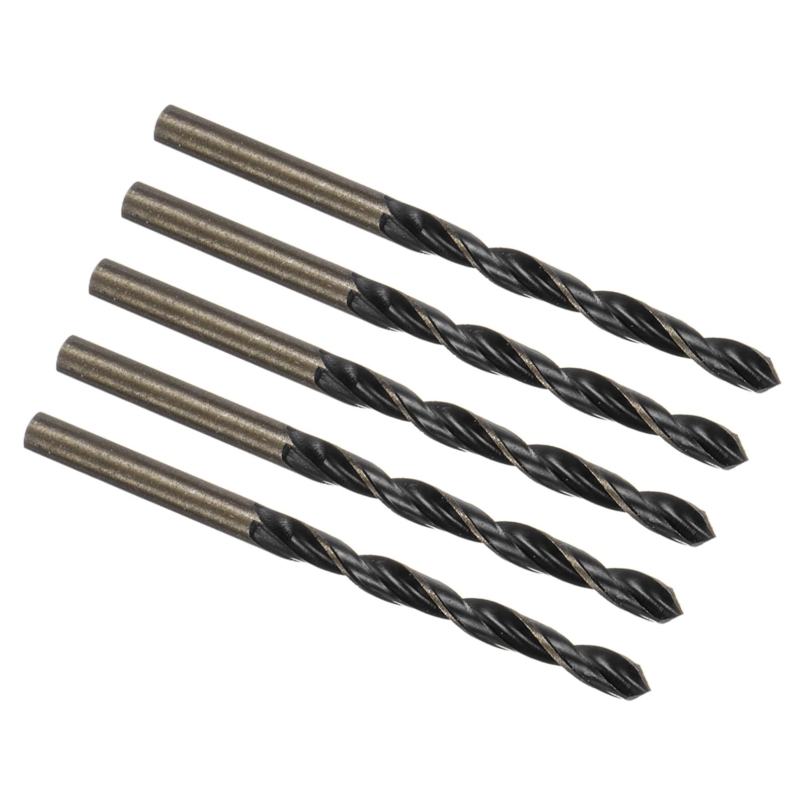 Kozelo 5PCS Twist Drill Bit - [5.5mm / 0.2"] Titanium Nitride High-Speed Steel Round Shank Jobber Bit Set Black Gold for Metal Wood Plastic Steel Use, 53mm / 2.1" Blade Length — image 1