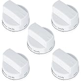 TURNEGOO 5 Pieces Upgrade WPW10339443 Stove Knobs Replacements, Only Compatible with Whirlpool Gas Range/Oven/Stove Knobs (White)
