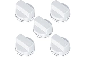 TURNEGOO 5 Pieces Upgrade WPW10339443 Stove Knobs Replacements, Only Compatible with Whirlpool Gas Range/Oven/Stove Knobs (White)