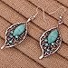 Yazilind Jewelry Vintage Tibetan Silver-plated Leaf Shape Turquoise Drop Dangle Earrings for Women